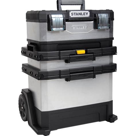 stanley stainless steel rolling tool box|stanley stackable tool box.